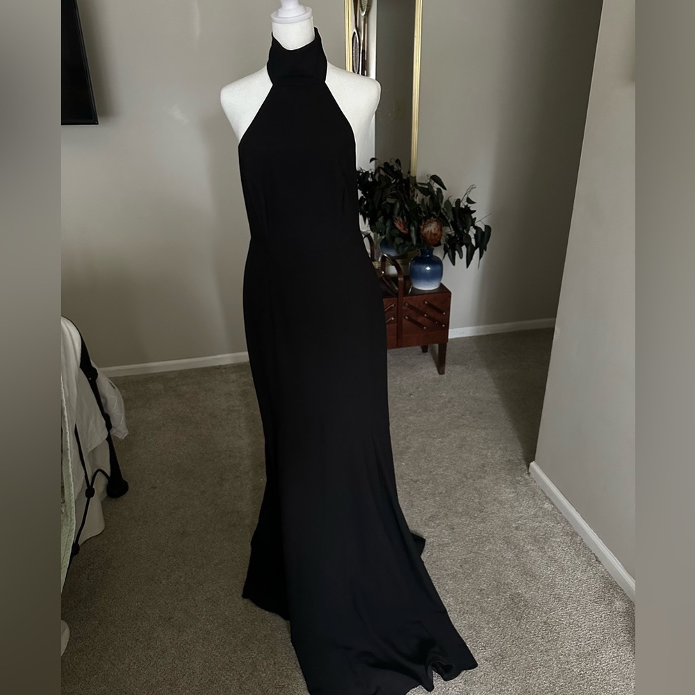 ASOS Black Halter Neck Open Back Formal Dress